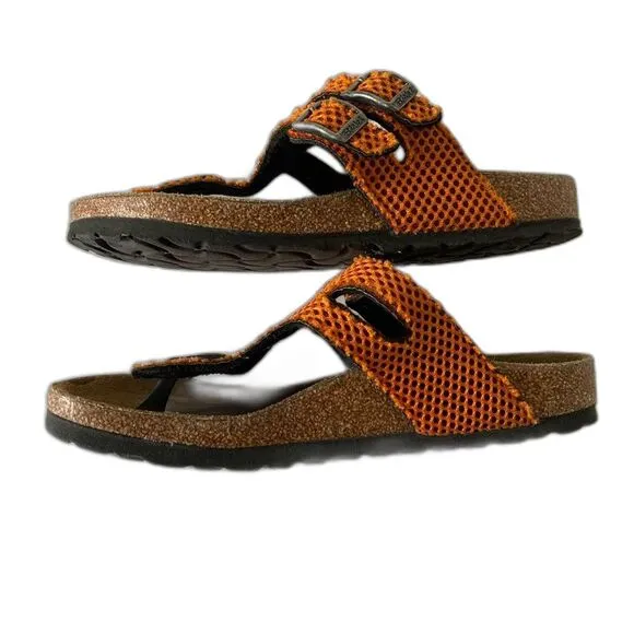 Birkenstock Birki's Milos Mesh Orange Thong Sandals Sz 33 (Girls Size 2/2.5)