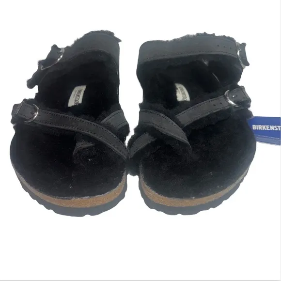 Birkenstock Black Mayari Shearling Thong Sandals Size 41 Women’s Size 10
