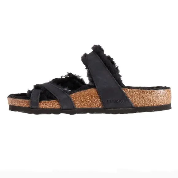 Birkenstock Black Mayari Shearling Thong Sandals Size 41 Women’s Size 10
