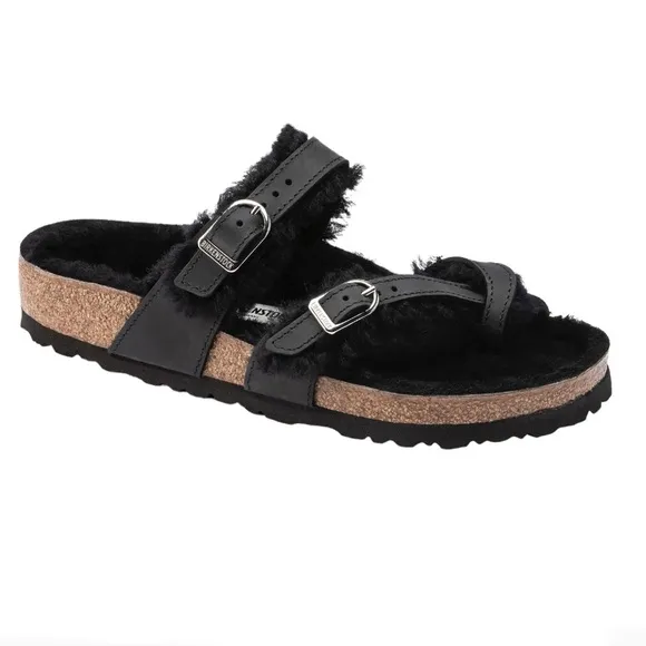 Birkenstock Black Mayari Shearling Thong Sandals Size 41 Women’s Size 10