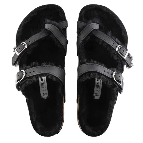 Birkenstock Black Mayari Shearling Thong Sandals Size 41 Women’s Size 10