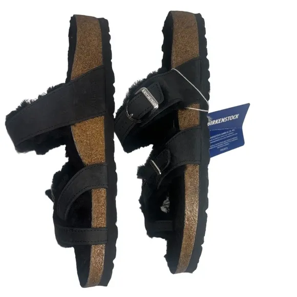 Birkenstock Black Mayari Shearling Thong Sandals Size 41 Women’s Size 10