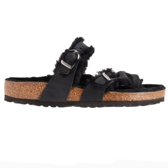 Birkenstock Black Mayari Shearling Thong Sandals Size 41 Women’s Size 10