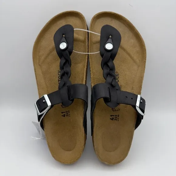 Birkenstock Gizeh Braided Black Leather Thong Sandals EU 41 US 10