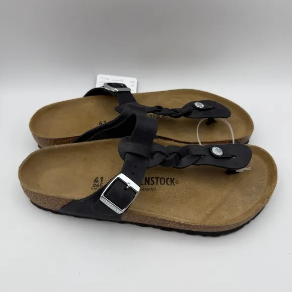 Birkenstock Gizeh Braided Black Leather Thong Sandals EU 41 US 10