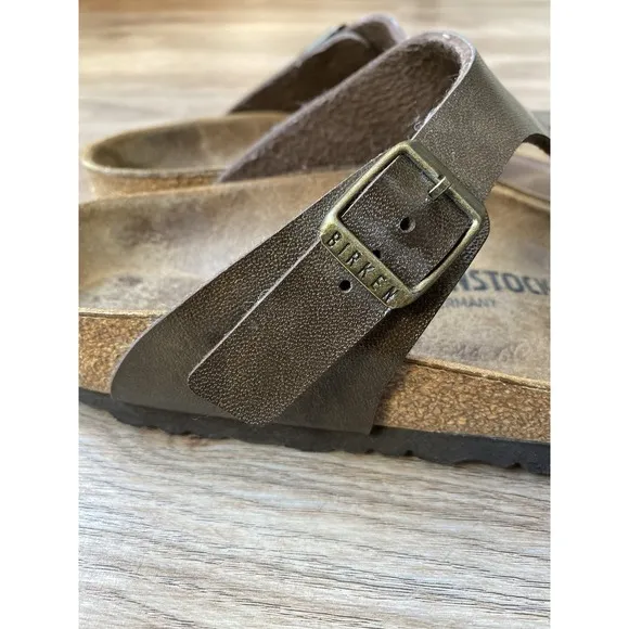 Birkenstock Gizeh Brown Leather Thong Sandals Women's 8.5  EU 39