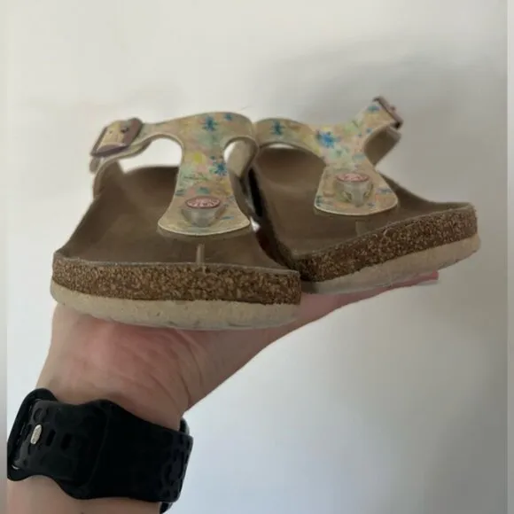 Birkenstock Gizeh BS Meadow Flowers Khaki Thong Sandals Size 33