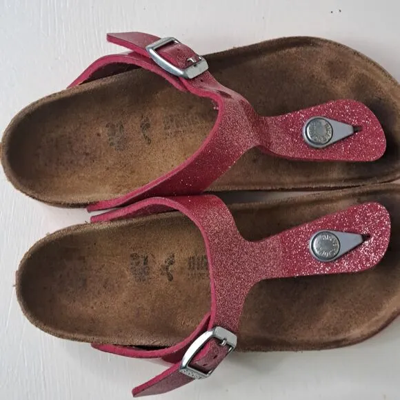 Birkenstock Gizeh Pink Cosmic Sparkle Glitter Thong Sandals Youth Girls Sz EU 31