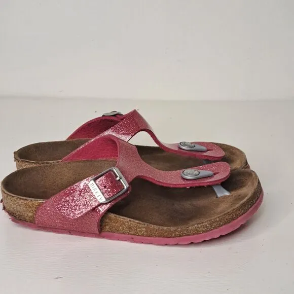 Birkenstock Gizeh Pink Cosmic Sparkle Glitter Thong Sandals Youth Girls Sz EU 31