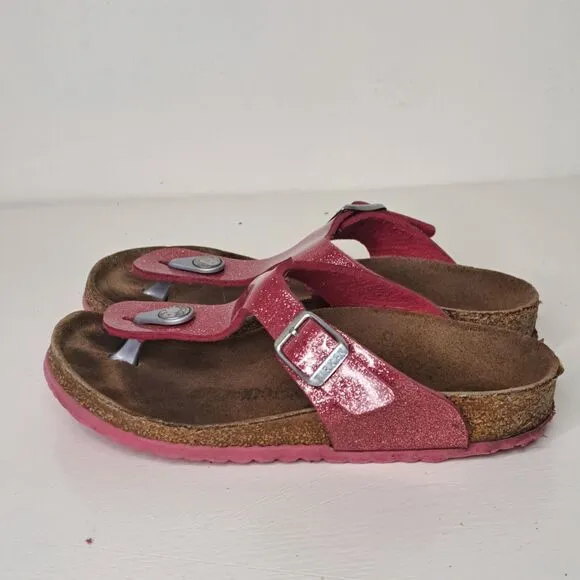 Birkenstock Gizeh Pink Cosmic Sparkle Glitter Thong Sandals Youth Girls Sz EU 31