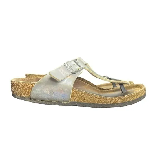 Birkenstock Gizeh Silver Birko-Flor Thong Sandals Size 33 Kid's‎