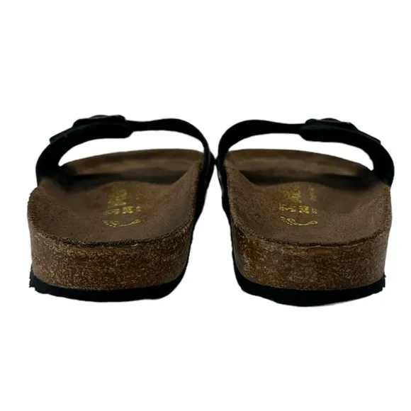 BIRKENSTOCK | Madrid Birko-Flor Black Patent Sandals Slip On Slides Shoes Flats