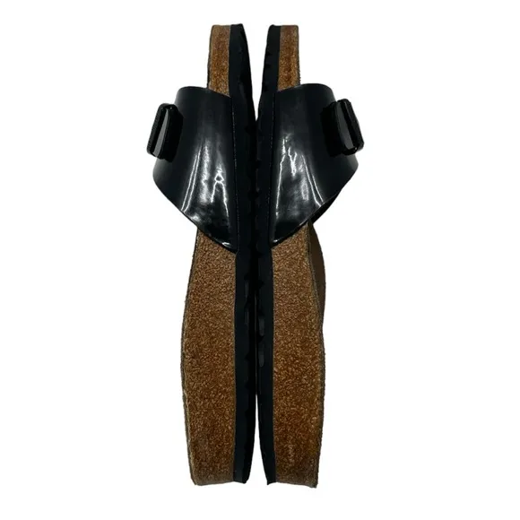 BIRKENSTOCK | Madrid Birko-Flor Black Patent Sandals Slip On Slides Shoes Flats