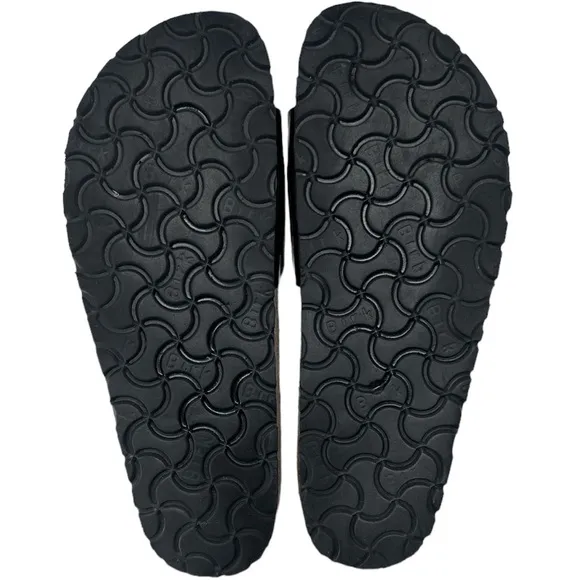 BIRKENSTOCK | Madrid Birko-Flor Black Patent Sandals Slip On Slides Shoes Flats