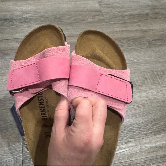 Birkenstock Oita Suede Leather Velcro Strap Slide Sandals