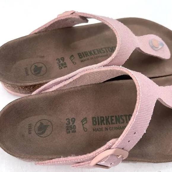 Birkenstock Pink Gizeh Vegan Canvas Thong Sandals