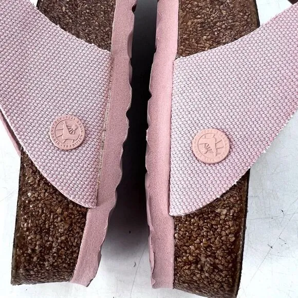 Birkenstock Pink Gizeh Vegan Canvas Thong Sandals