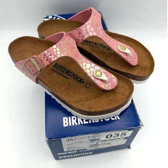 Birkenstock Women's Gizeh Thong Sandals Shiny Snake Rose Size US4 EU35