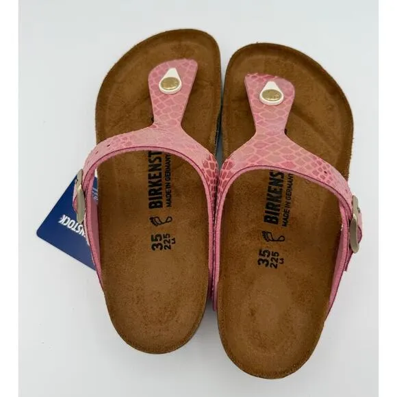 Birkenstock Women's Gizeh Thong Sandals Shiny Snake Rose Size US4 EU35