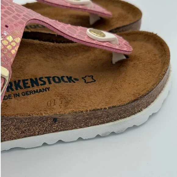 Birkenstock Women's Gizeh Thong Sandals Shiny Snake Rose Size US4 EU35