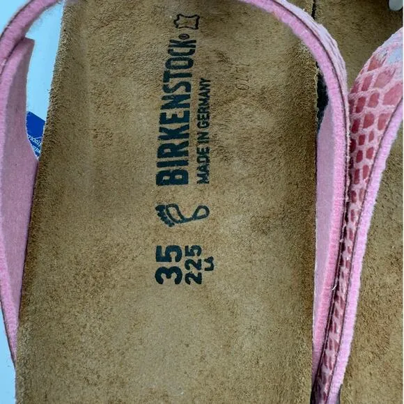 Birkenstock Women's Gizeh Thong Sandals Shiny Snake Rose Size US4 EU35