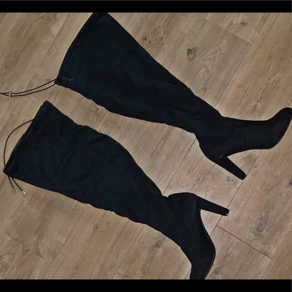 Black Adjustable Over The Knee High Boots