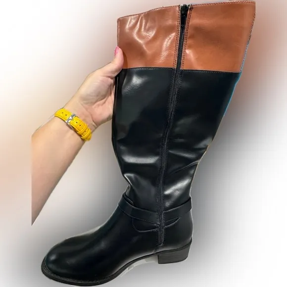 Black and Brown Women’s Wide Calf Boots Cloudwalkers Size 10W New in Box