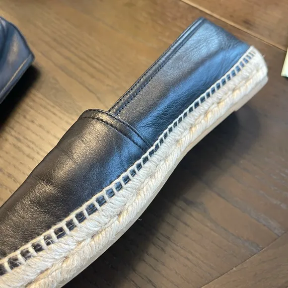 Black leather ysl espadrilles