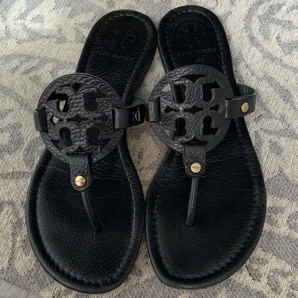 Black Tory Burch Miller Thong Sandals