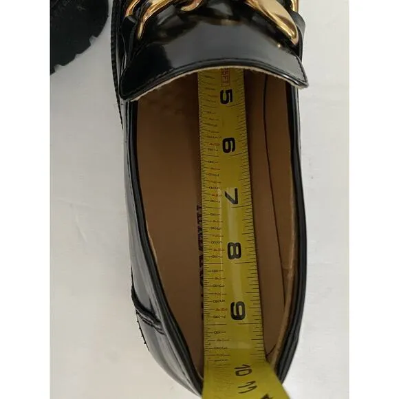 Black Y2K Lug Sole Macneuu Gold Chain Loafers Sz 8-9? See Photos