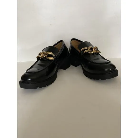 Black Y2K Lug Sole Macneuu Gold Chain Loafers Sz 8-9? See Photos