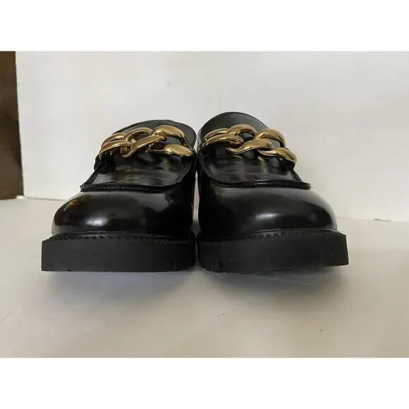 Black Y2K Lug Sole Macneuu Gold Chain Loafers Sz 8-9? See Photos