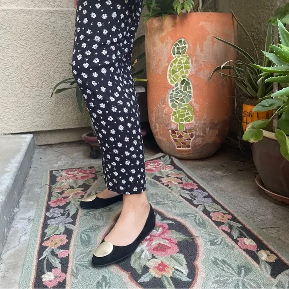 Black/gold Jimmy Choo suede leather flats