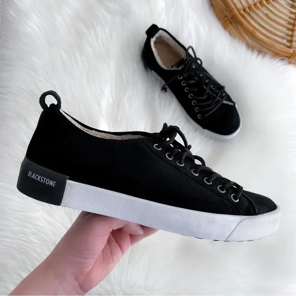 Blackstone QL60 Sherpa Sneakers Black Suede Rawhide Lace Low Tops Women’s 40