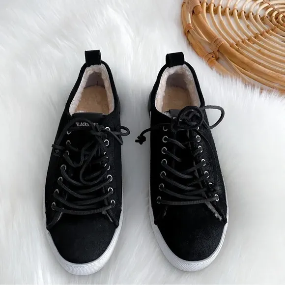 Blackstone QL60 Sherpa Sneakers Black Suede Rawhide Lace Low Tops Women’s 40