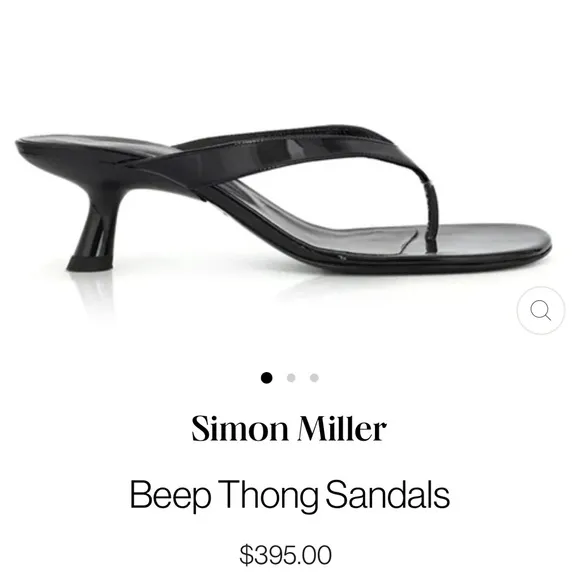 BNIB Simon Miller Beep black patent thong sandals 37