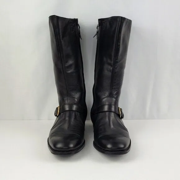BO Botté Genuine Calf Leather Calf Boots Black Size 9