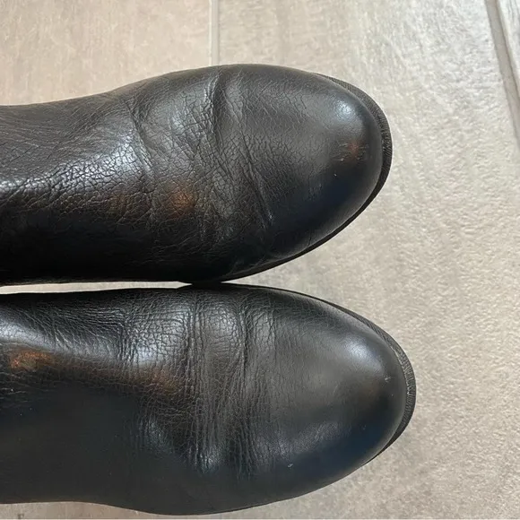 B.O.C. Black Lacey Stacked HeeL Ankle Boots Size 8