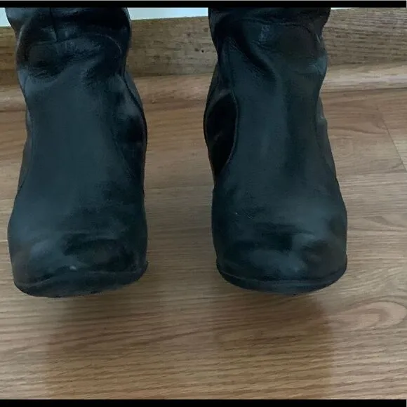 B.O.C. Leather Black knee length boots, great condition, wide calf, size 8.5