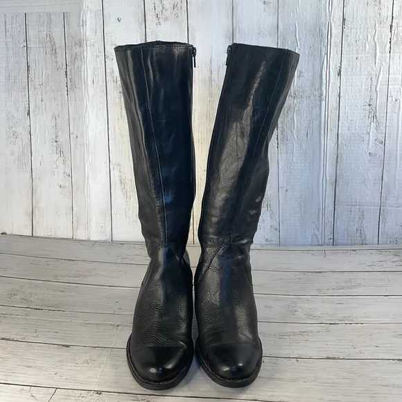 Born Black Leather 2in Heel Knee Boots