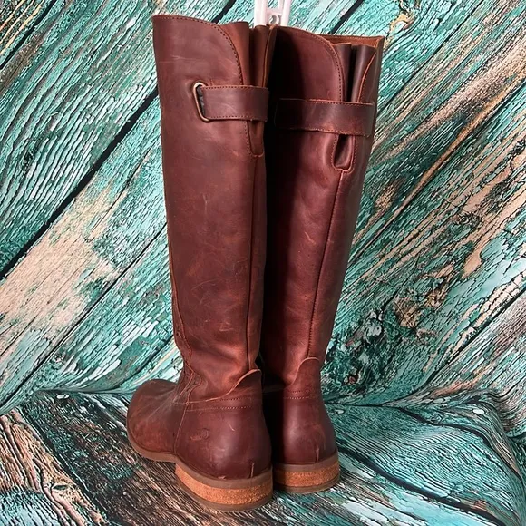 Born brown leather weave tall riding style boots