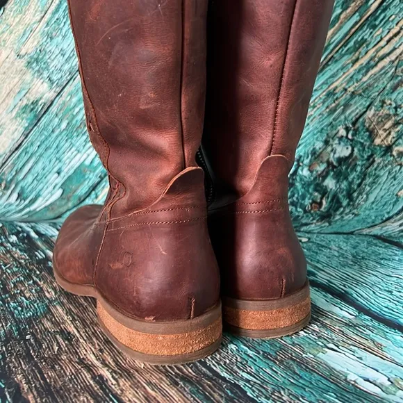 Born brown leather weave tall riding style boots