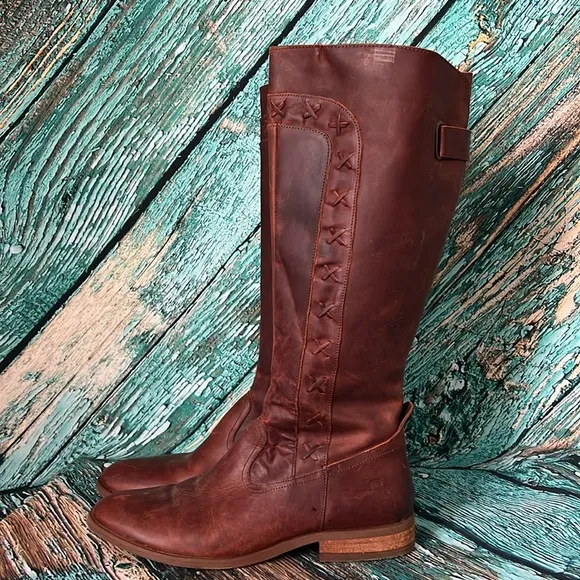 Born brown leather weave tall riding style boots