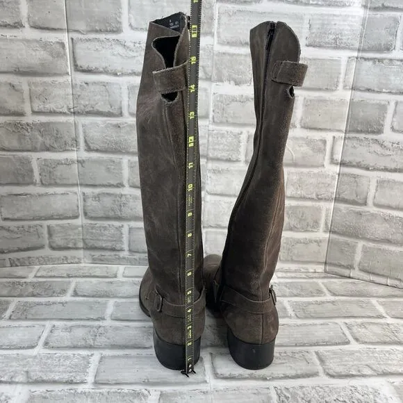 Born Cupra Women's Size 8 Gray Suede Wide Calf Knee High Riding Boots