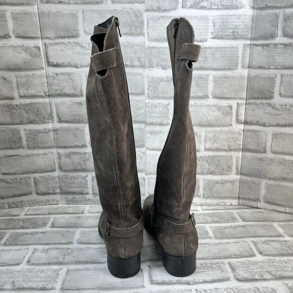 Born Cupra Women's Size 8 Gray Suede Wide Calf Knee High Riding Boots