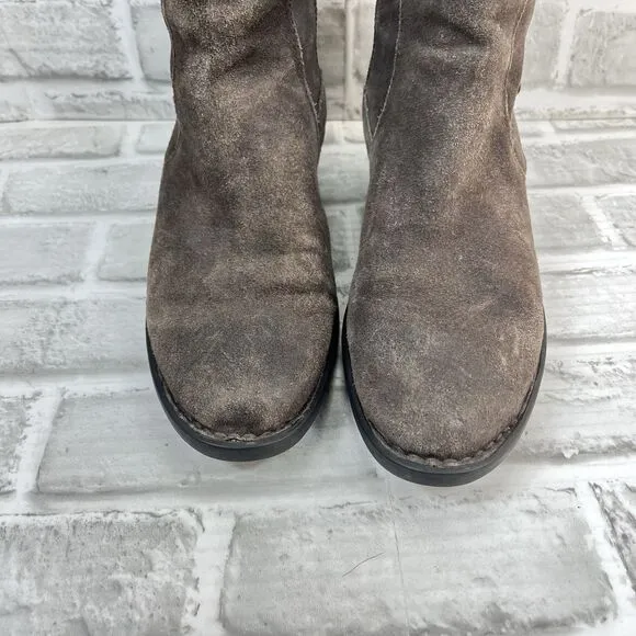 Born Cupra Women's Size 8 Gray Suede Wide Calf Knee High Riding Boots