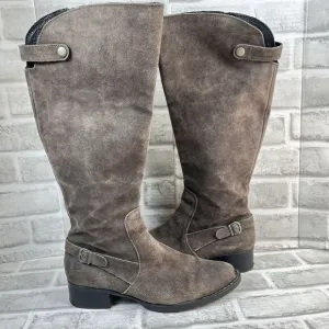 Born Cupra Women's Size 8 Gray Suede Wide Calf Knee High Riding Boots