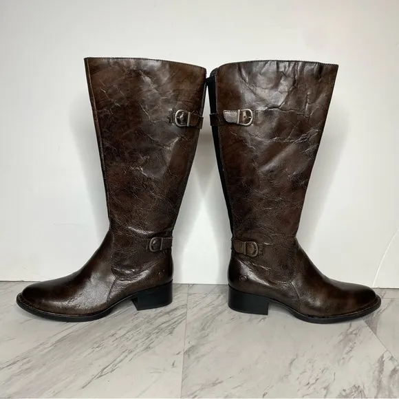 Born Gibb Knee High Wide Calf Brown Leather Boot 7 1/2 M