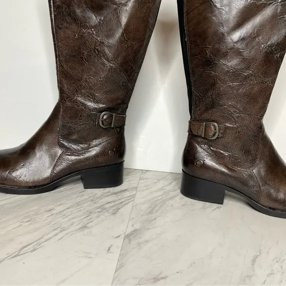 Born Gibb Knee High Wide Calf Brown Leather Boot 7 1/2 M