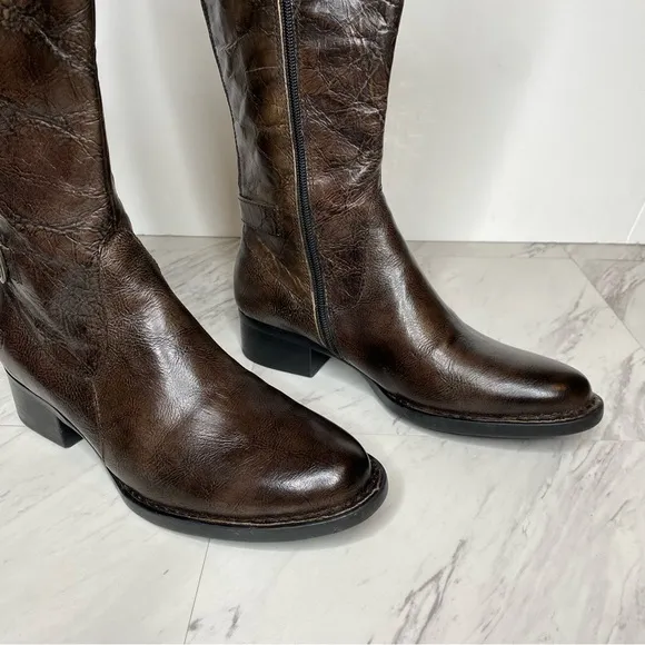 Born Gibb Knee High Wide Calf Brown Leather Boot 7 1/2 M